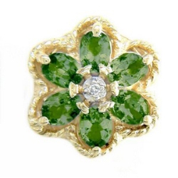 B2307 14K SLIDE WITH DIAMOND CENTER/FLOWER DESIGN 